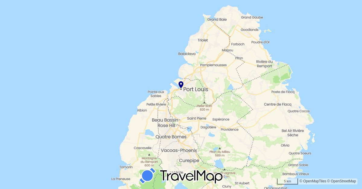 TravelMap itinerary: driving in Mauritius (Africa)